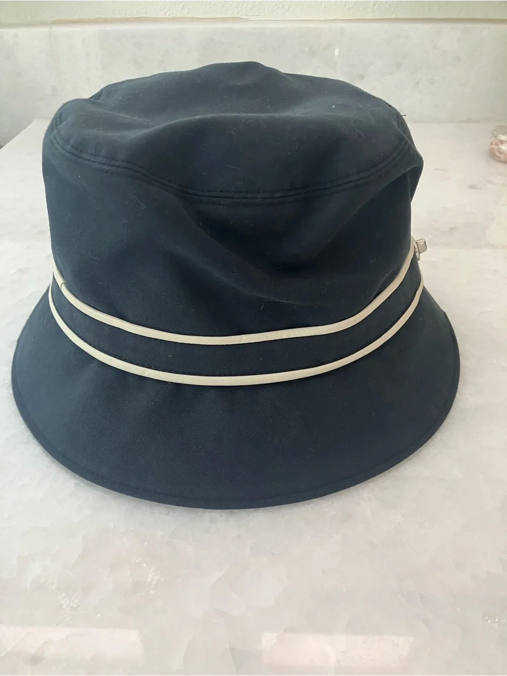 Coach Black bucket hat with cream color detail and silver clasp-vintage